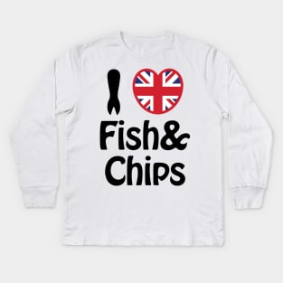 I Heart [Love] Fish & Chips Kids Long Sleeve T-Shirt